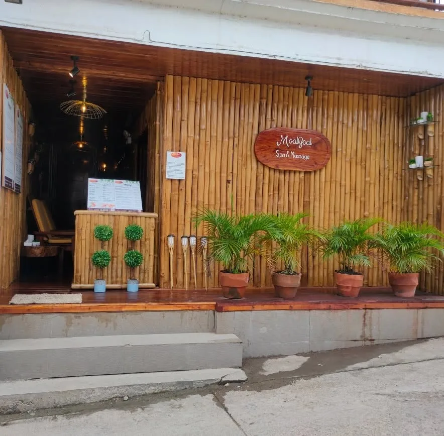 Moalboal Spa & Massage bamboo entrance with plants